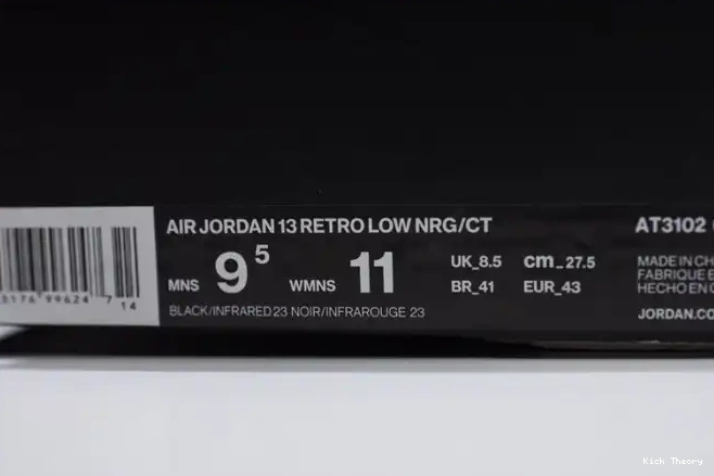 Kick Theory Air 13 Clot Black Jordan x Infrared Low AT3102-006 0626